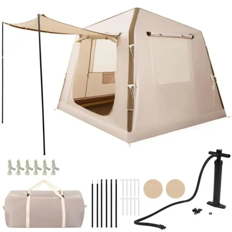Tente gonflable kaki avec porte en maille