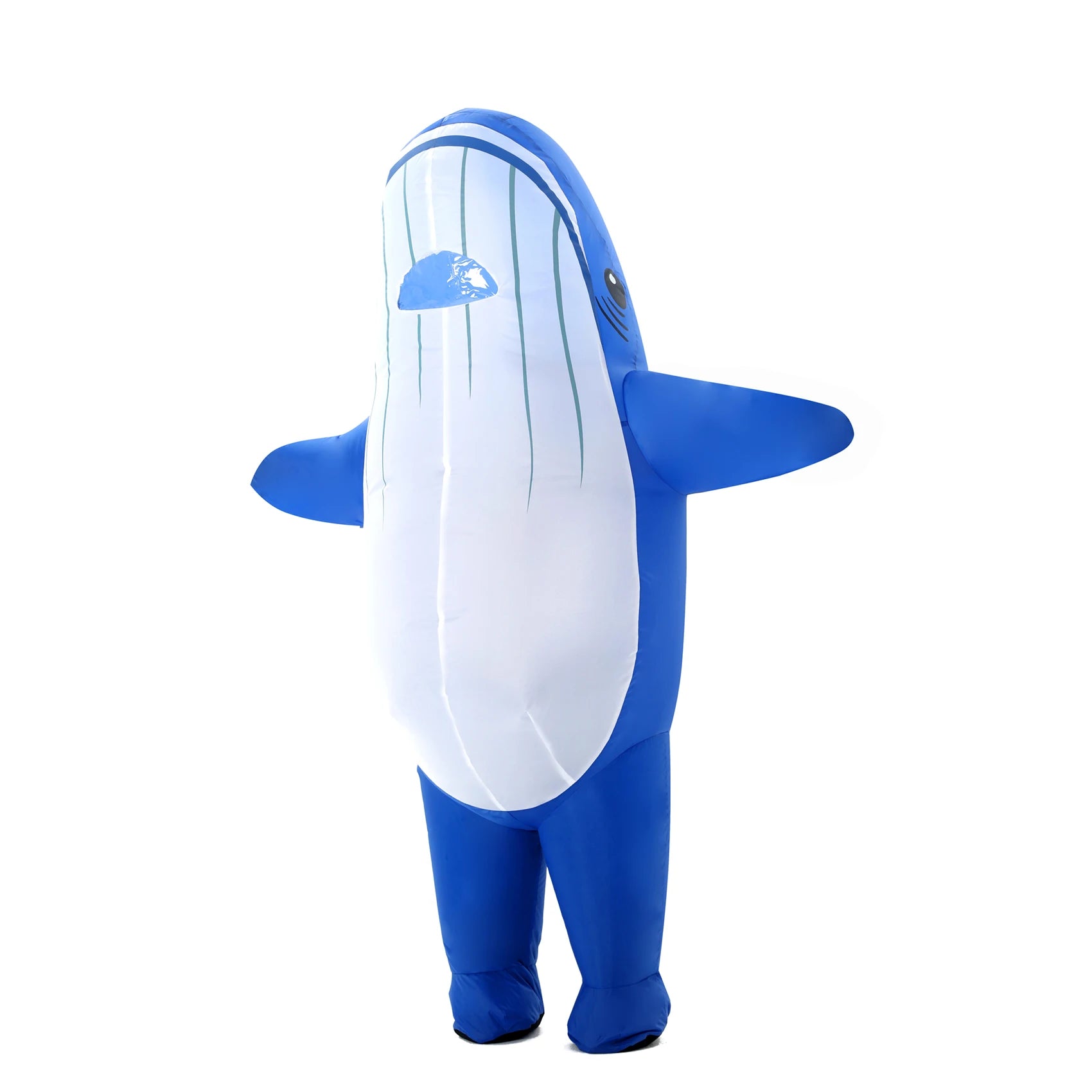 Costume baleine gonflable bleue vue de face