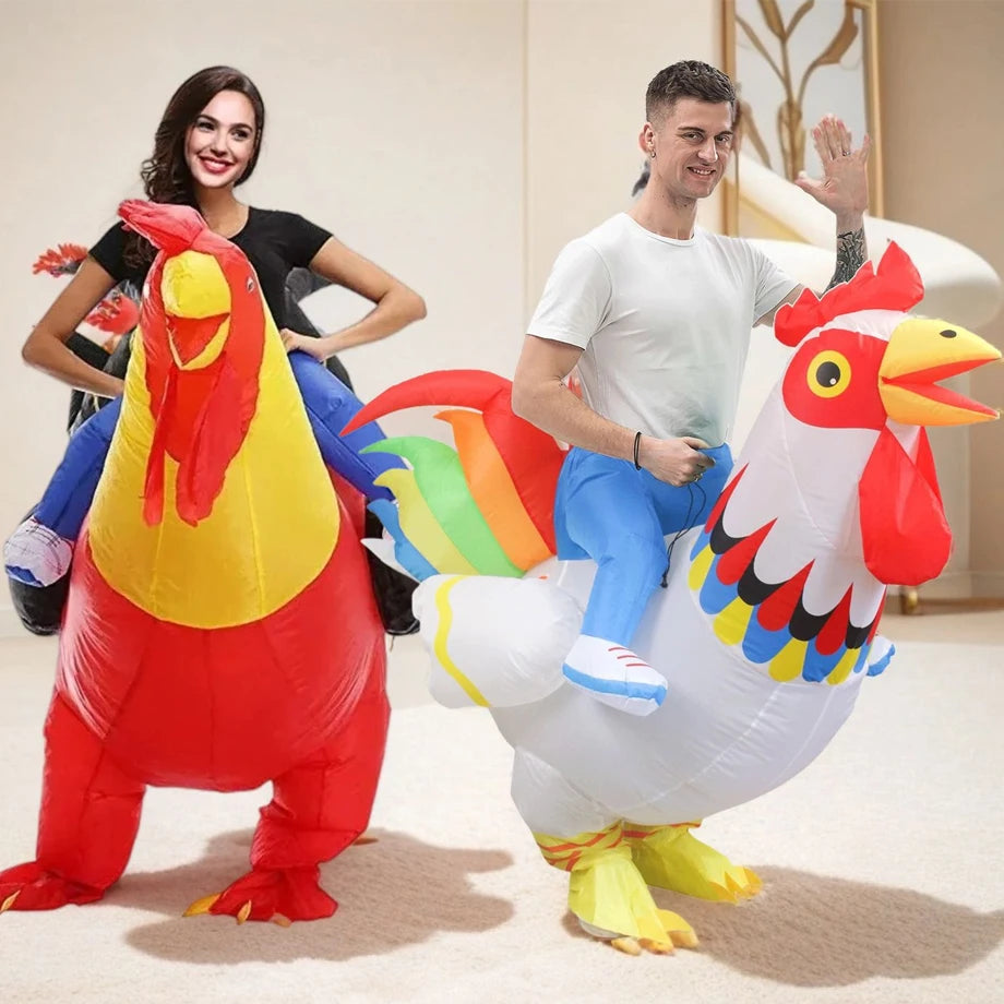 Costume gonflable de coq géant pour adulte vue de face