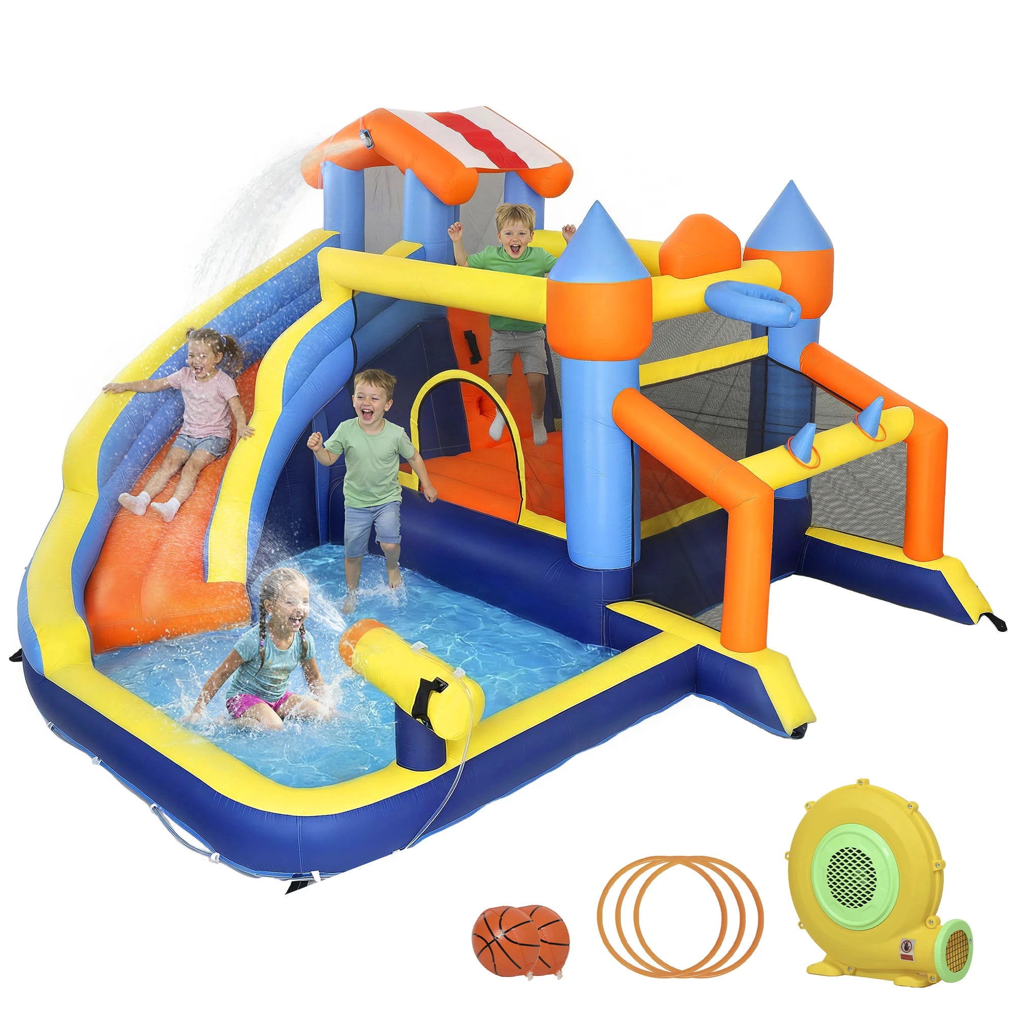Château gonflable enfants en train de jouer
