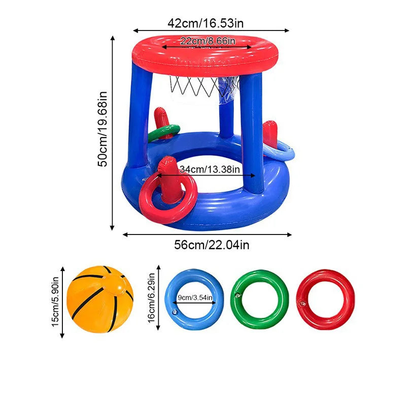 Panier de basket gonflable en PVC vue d'ensemble