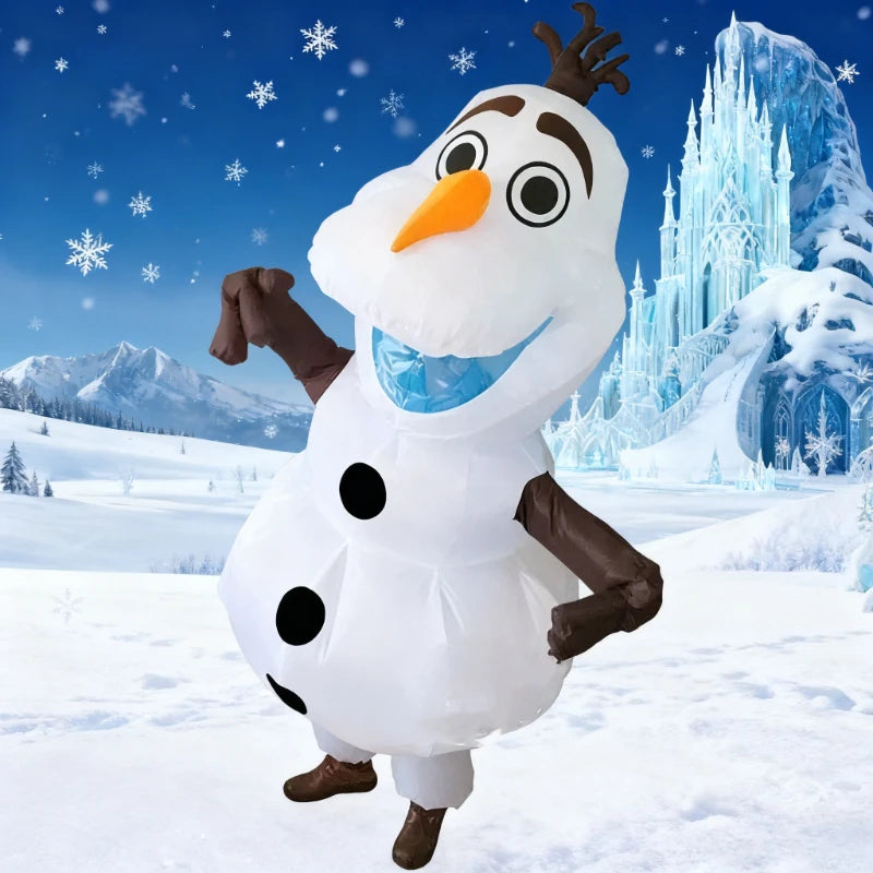 Costume gonflable bonhomme de neige blanc vue d'ensemble