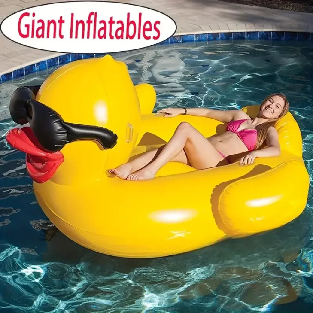 Chaise longue flottante gonflable en forme de canard pour piscine