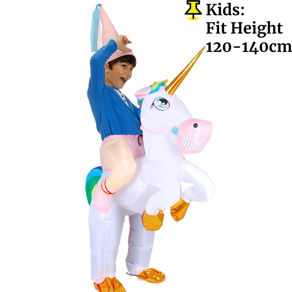Tenue gonflable licorne enfant vue de côté