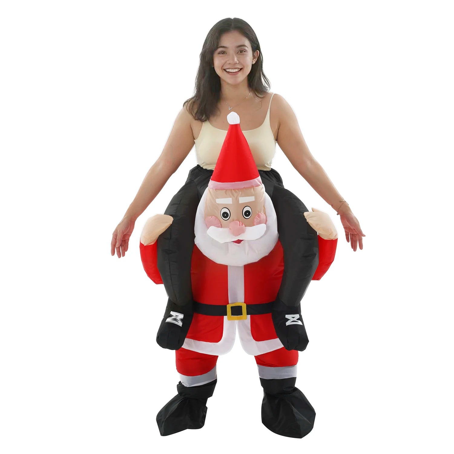 Costume gonflable père noël à cheval adulte vue de face