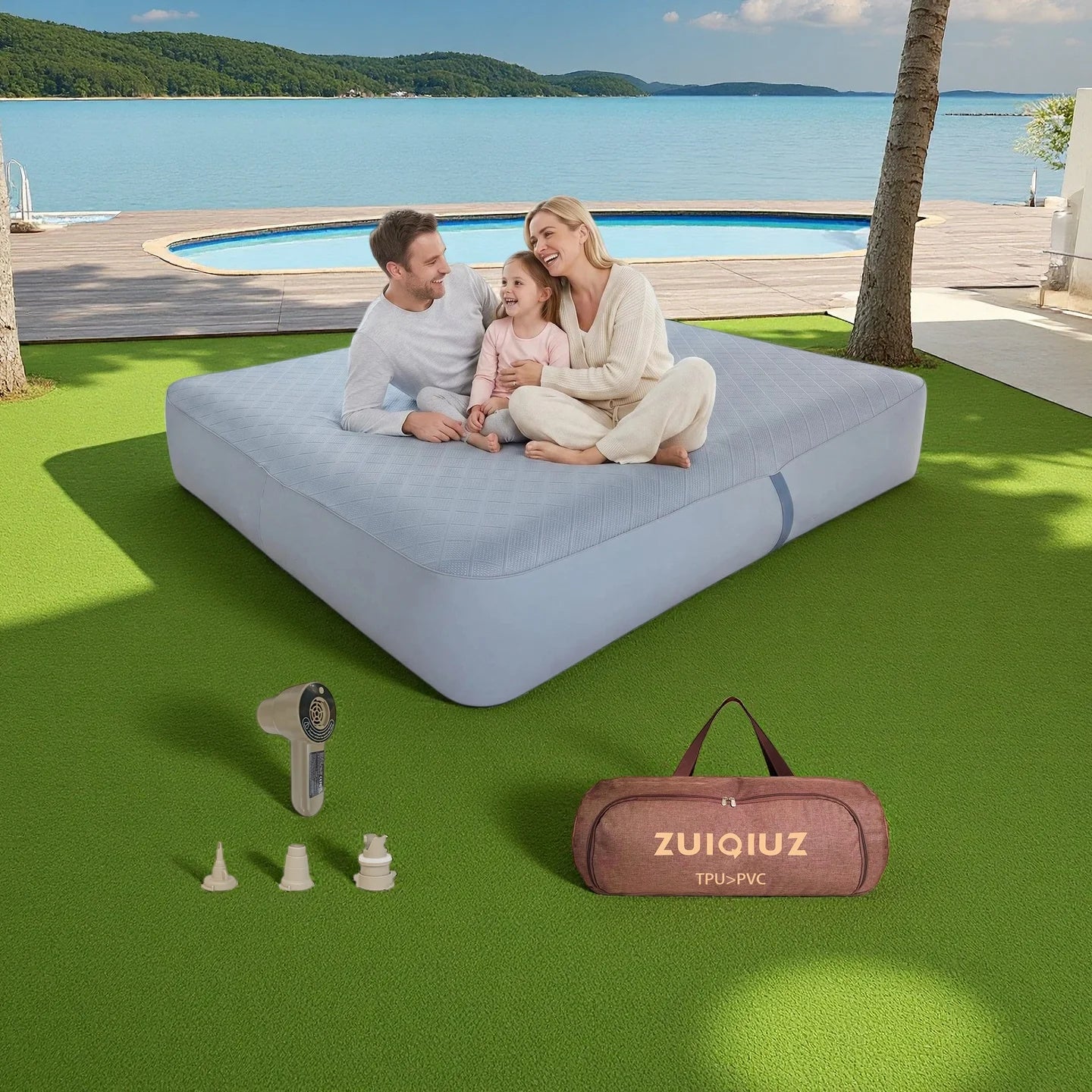 Matelas de camping gonflable TPU installé sous tente