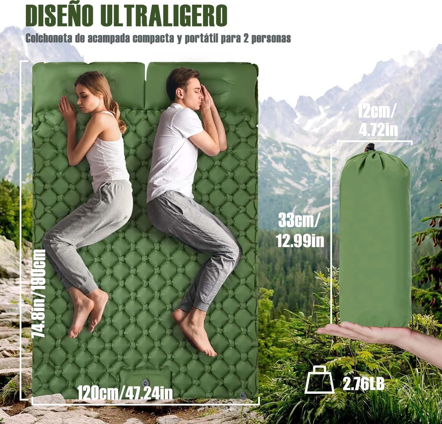 Matelas de camping gonflable dans une tente