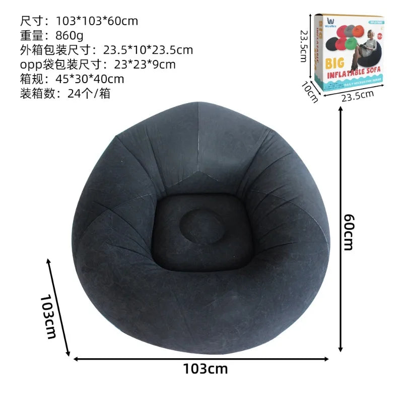 Canapé gonflable en PVC gris, confort maximal