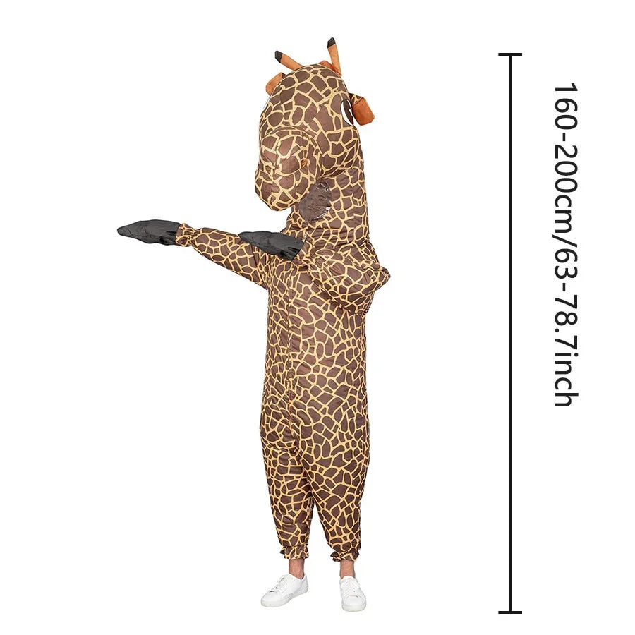 Costume gonflable girafe porté de dos