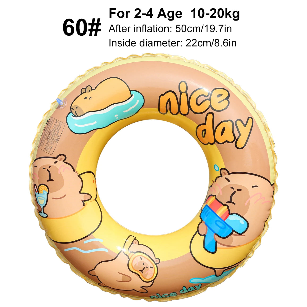 Bouée capibara gonflable PVC renforcé durée longue
