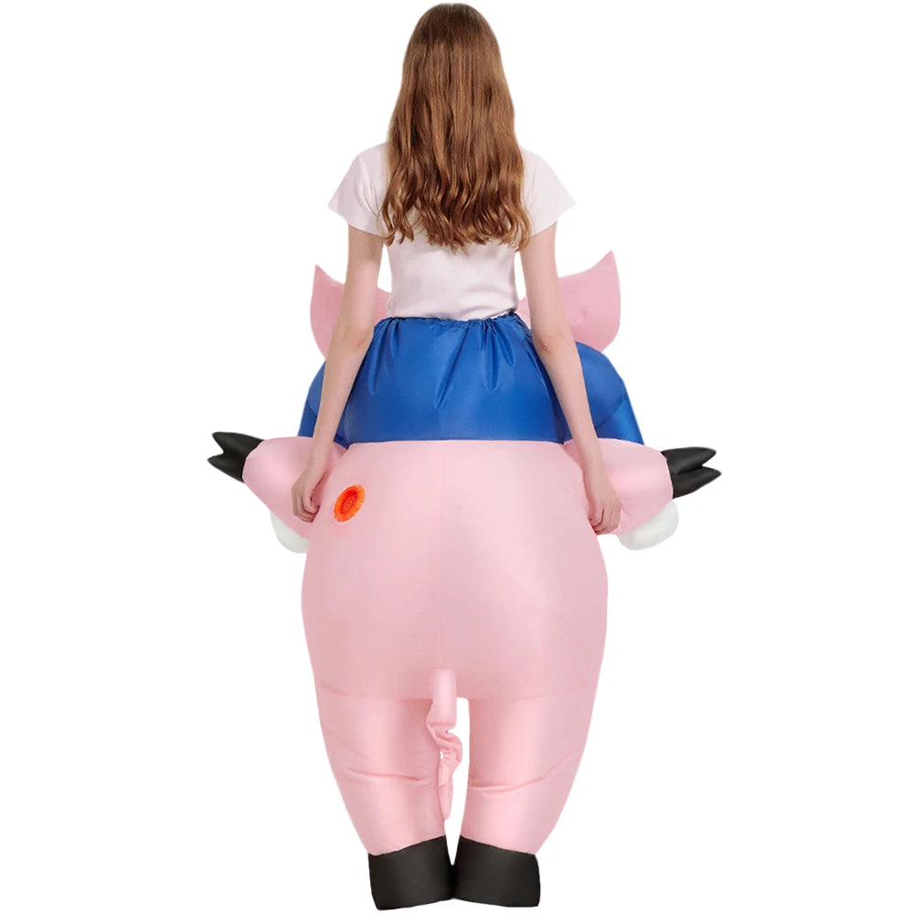 Costume gonflable cochon rose fête cosplay ambiance
