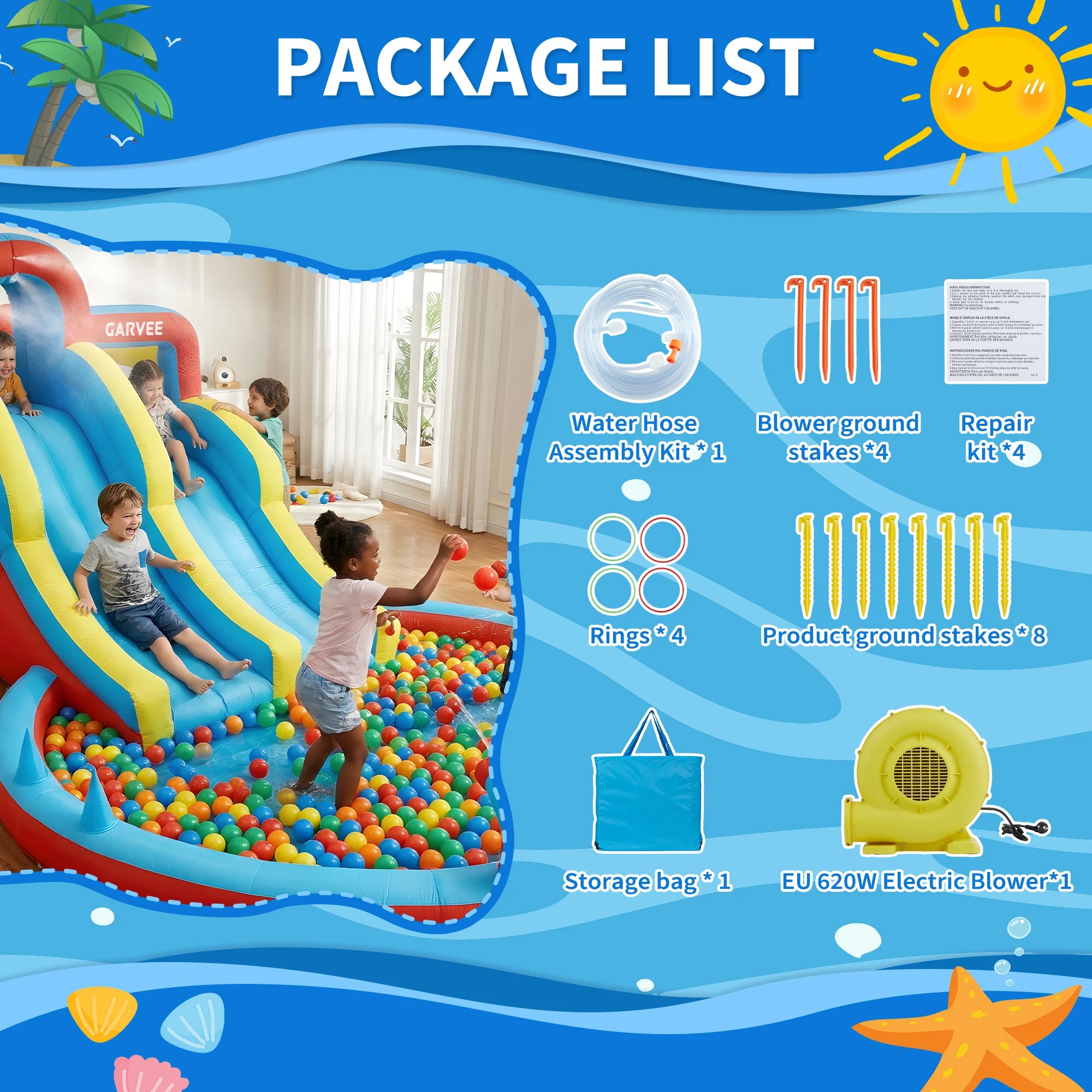 Château gonflable multicolore enfants 3-6 ans