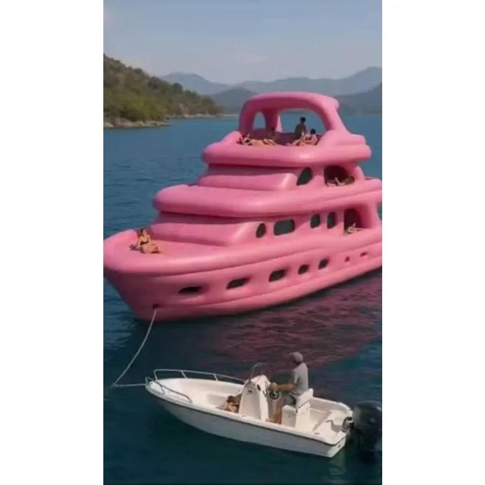 Loisir aquatique gonflable yacht rose en lac