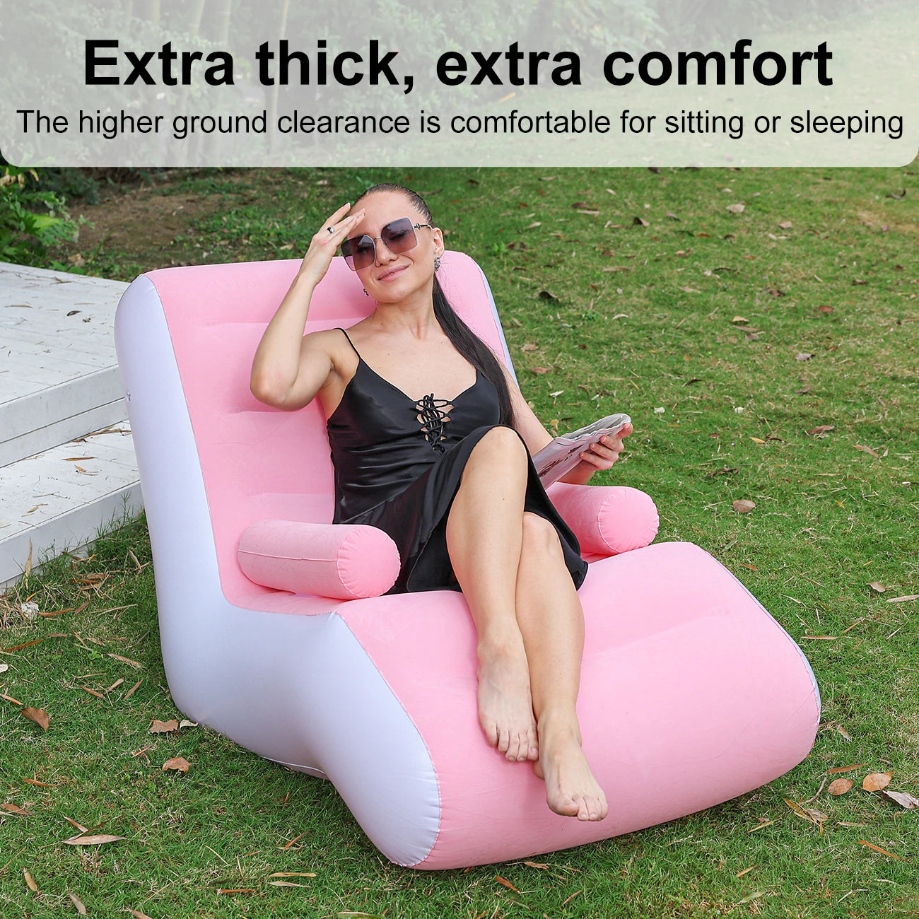 Canapé gonflable confortable pour chambre, terrasse et camping