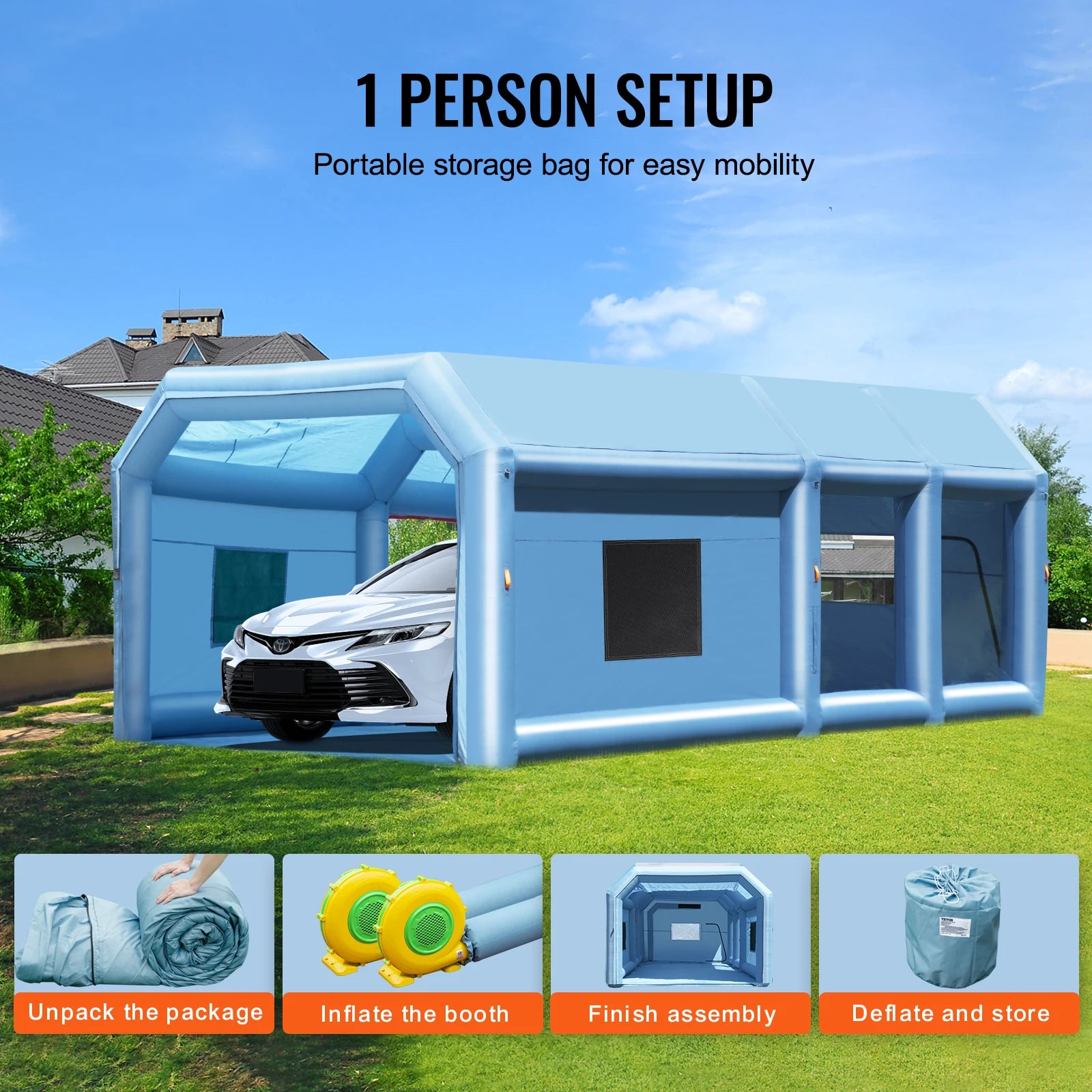 Cabine peinture gonflable fenêtre PVC