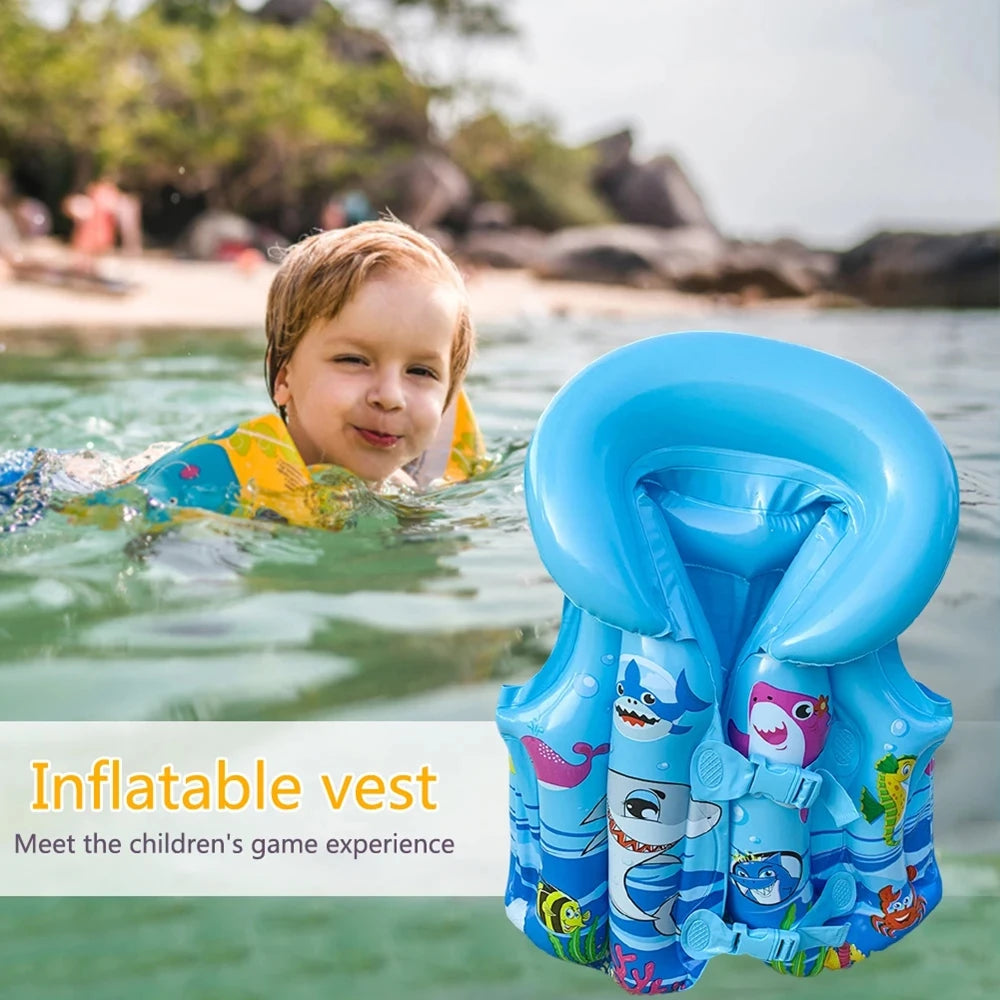 Gilet gonflable enfant bleu avec motif dessin animé