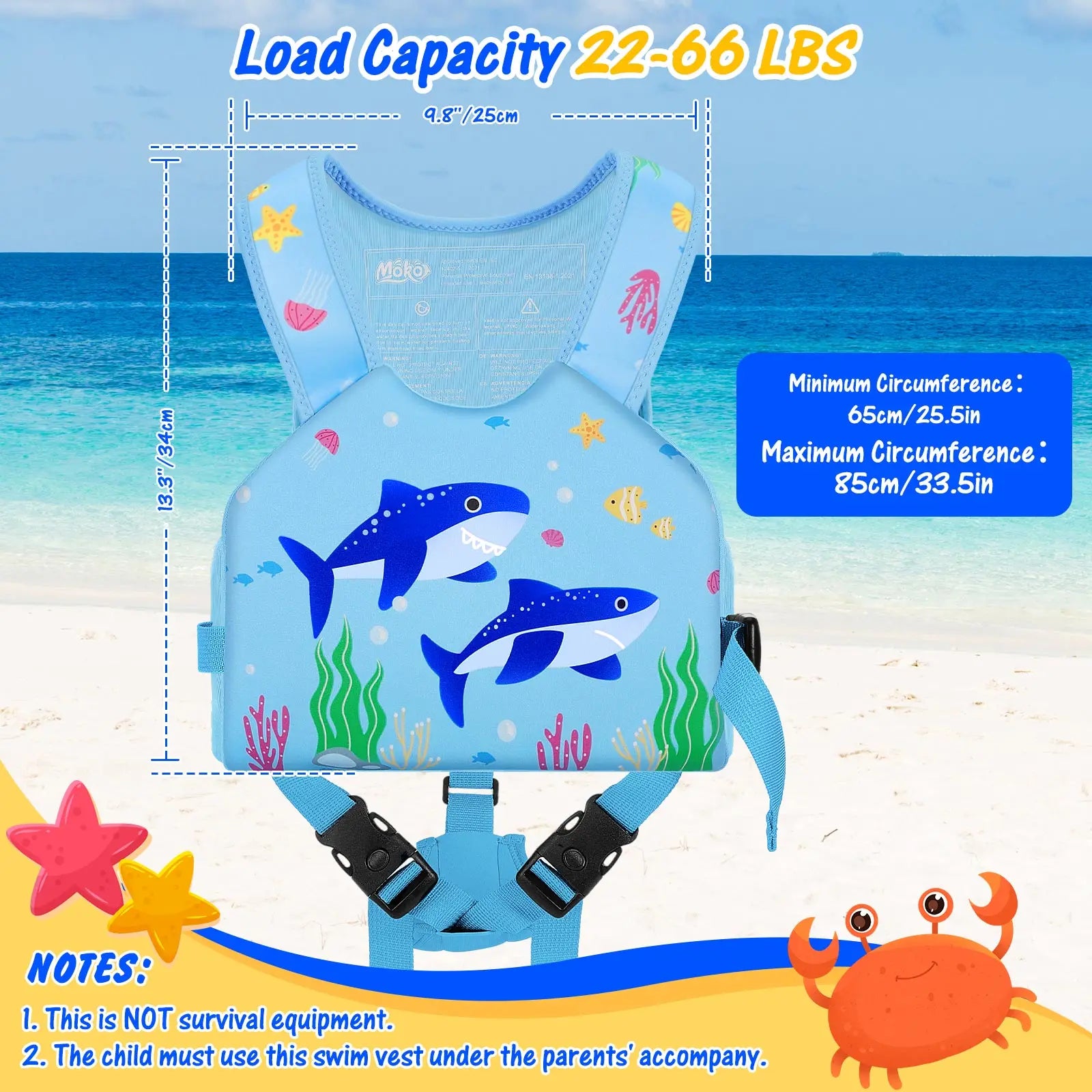 Gilet de bain tout-petit motif dinosaure bleu