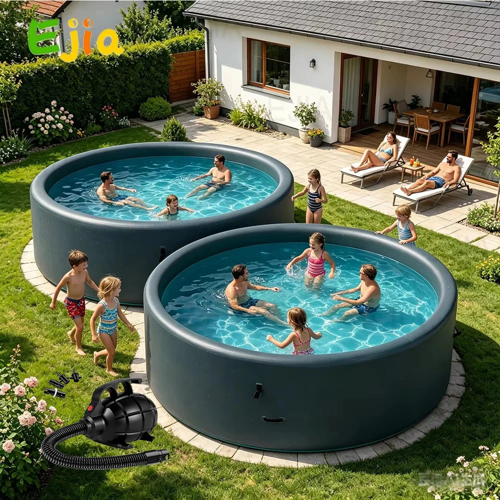 Piscine gonflable ronde sans cadre installée