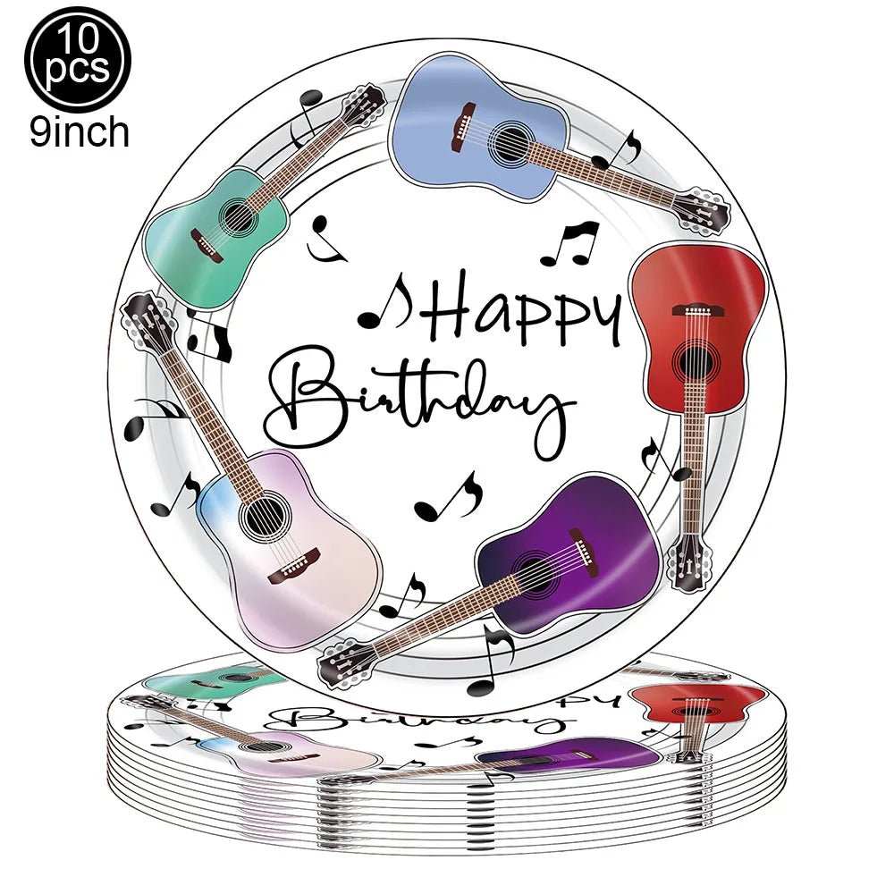 Assiette 23 cm thème concert rock pour fête