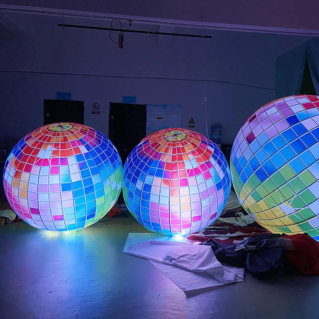 Stand gonflable sphère LED illuminée sur scène