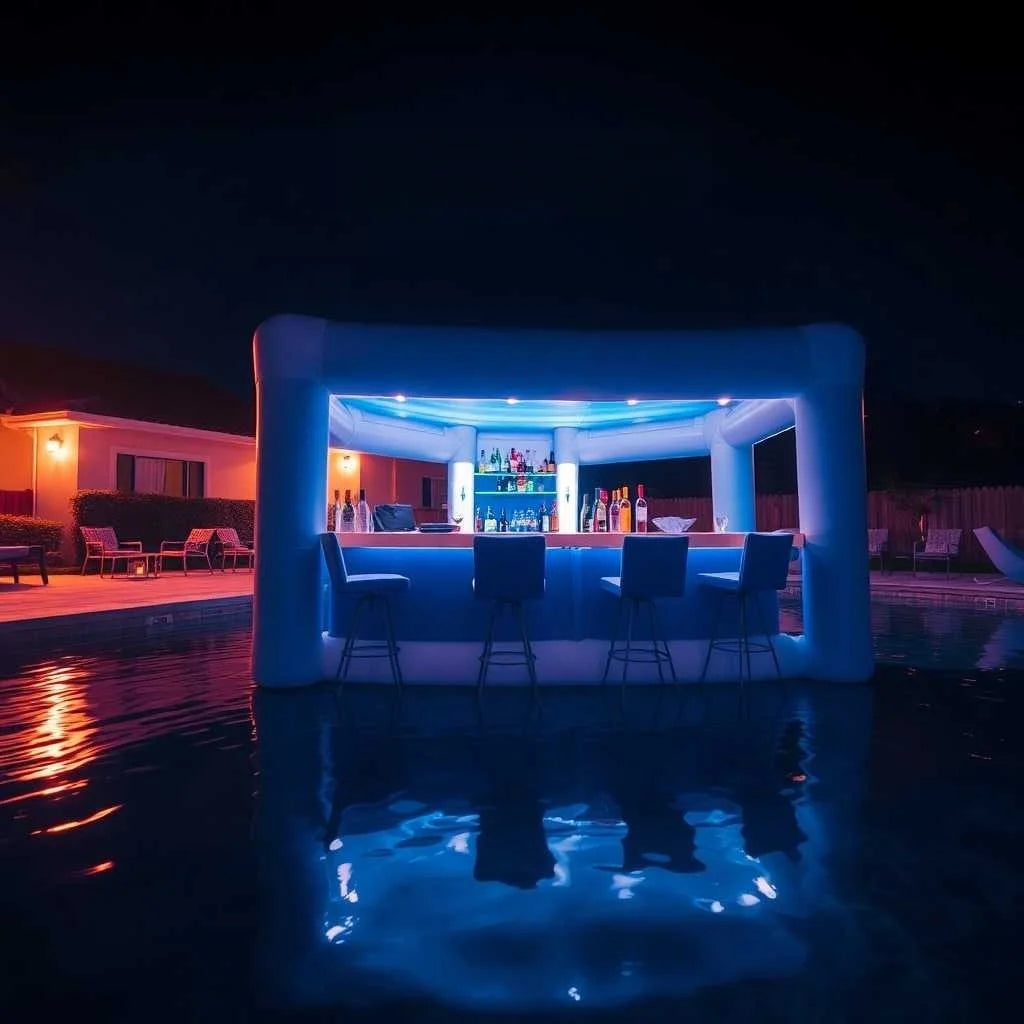 Bar gonflable piscine commercial gonflé et prêt à l'usage