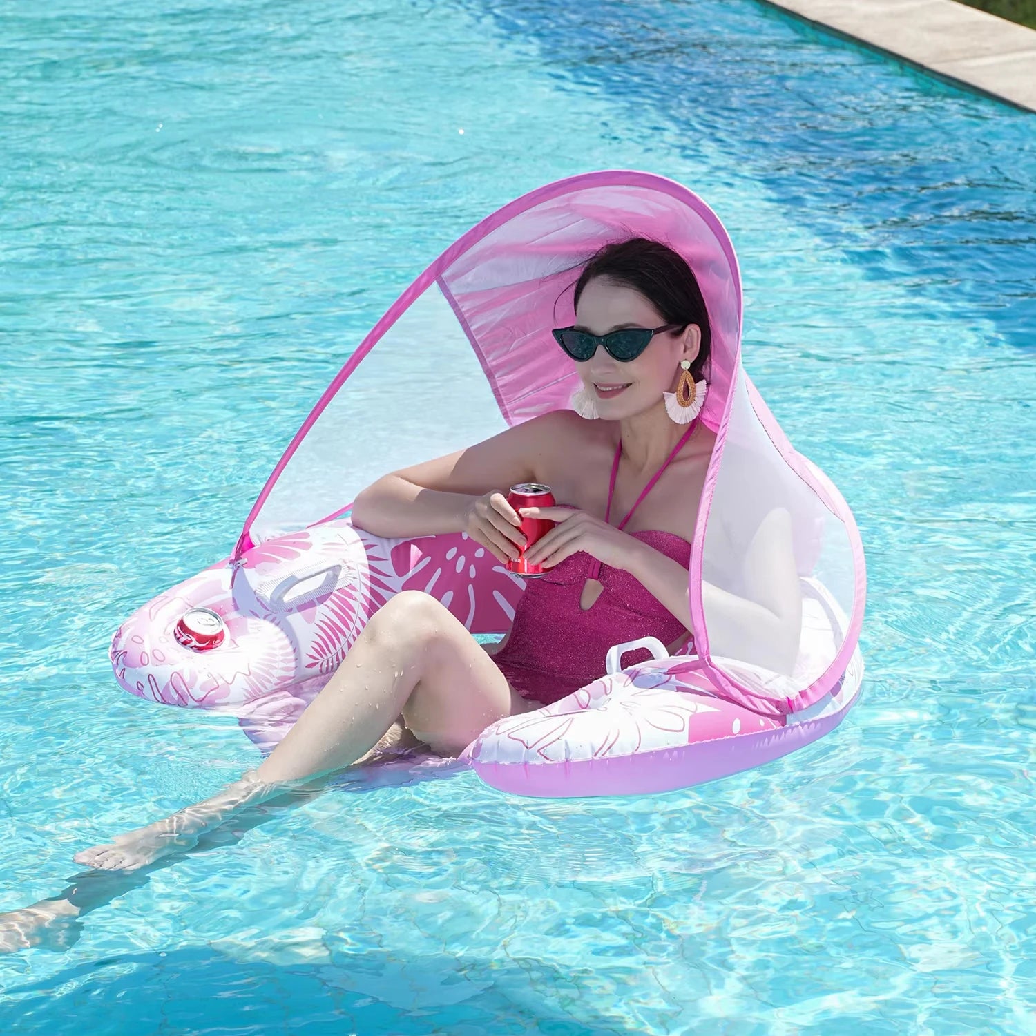 Bouée Gonflable Fauteuil Pare-Soleil vue de côté
