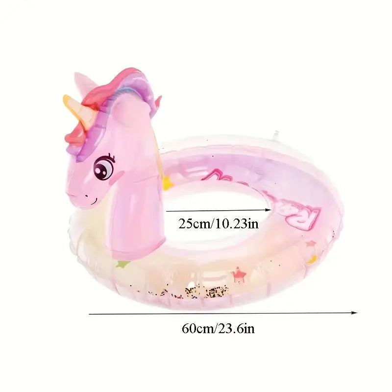 Bouée licorne pailletee gros plan