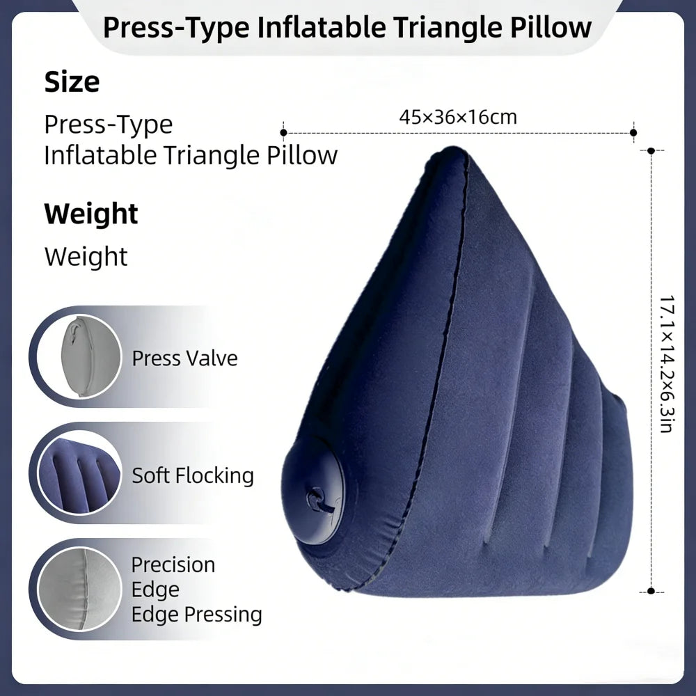 Coussin gonflable soutien cou oreiller triangulaire bleu paon
