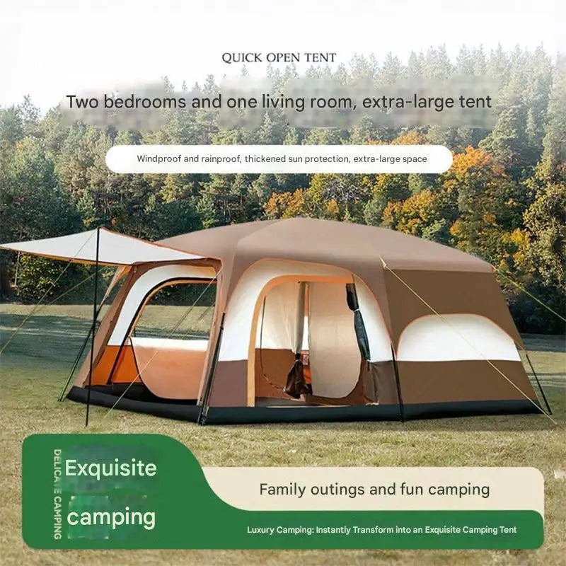 Tente gonflable 2 chambres installée en nature