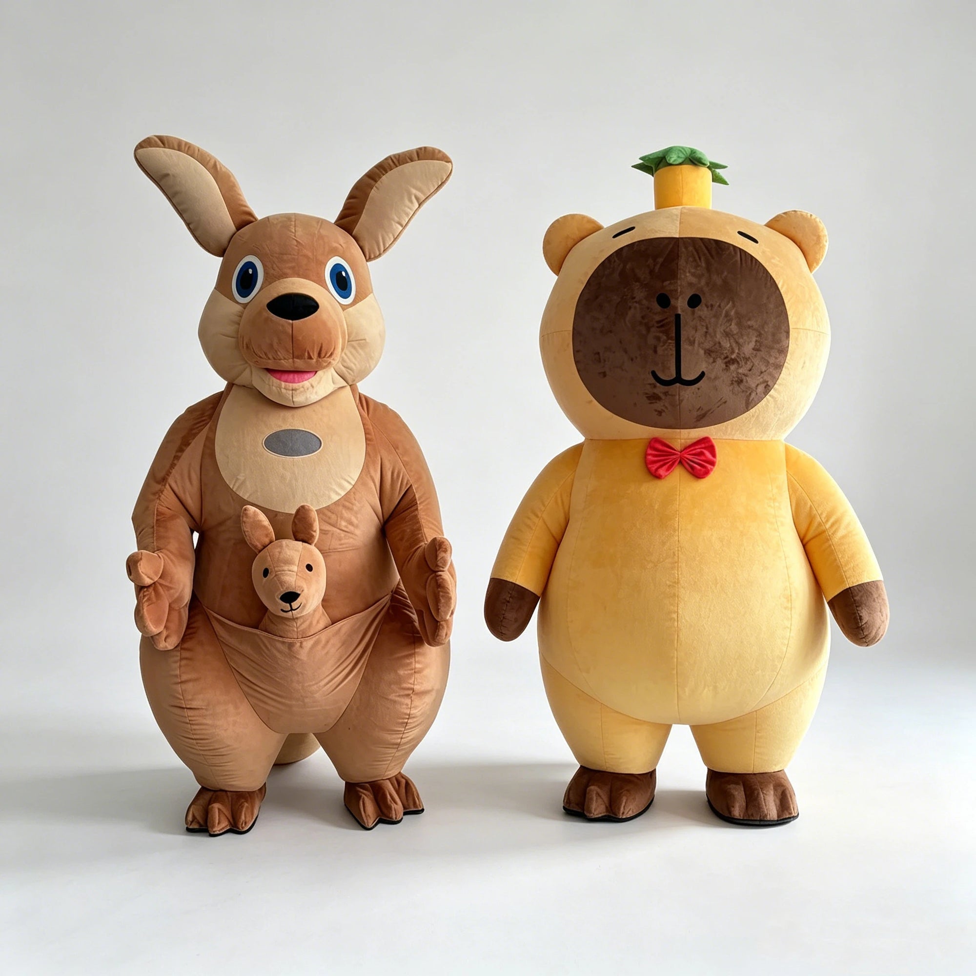 Costume gonflable mascotte publicitaire porté lors d'une animation