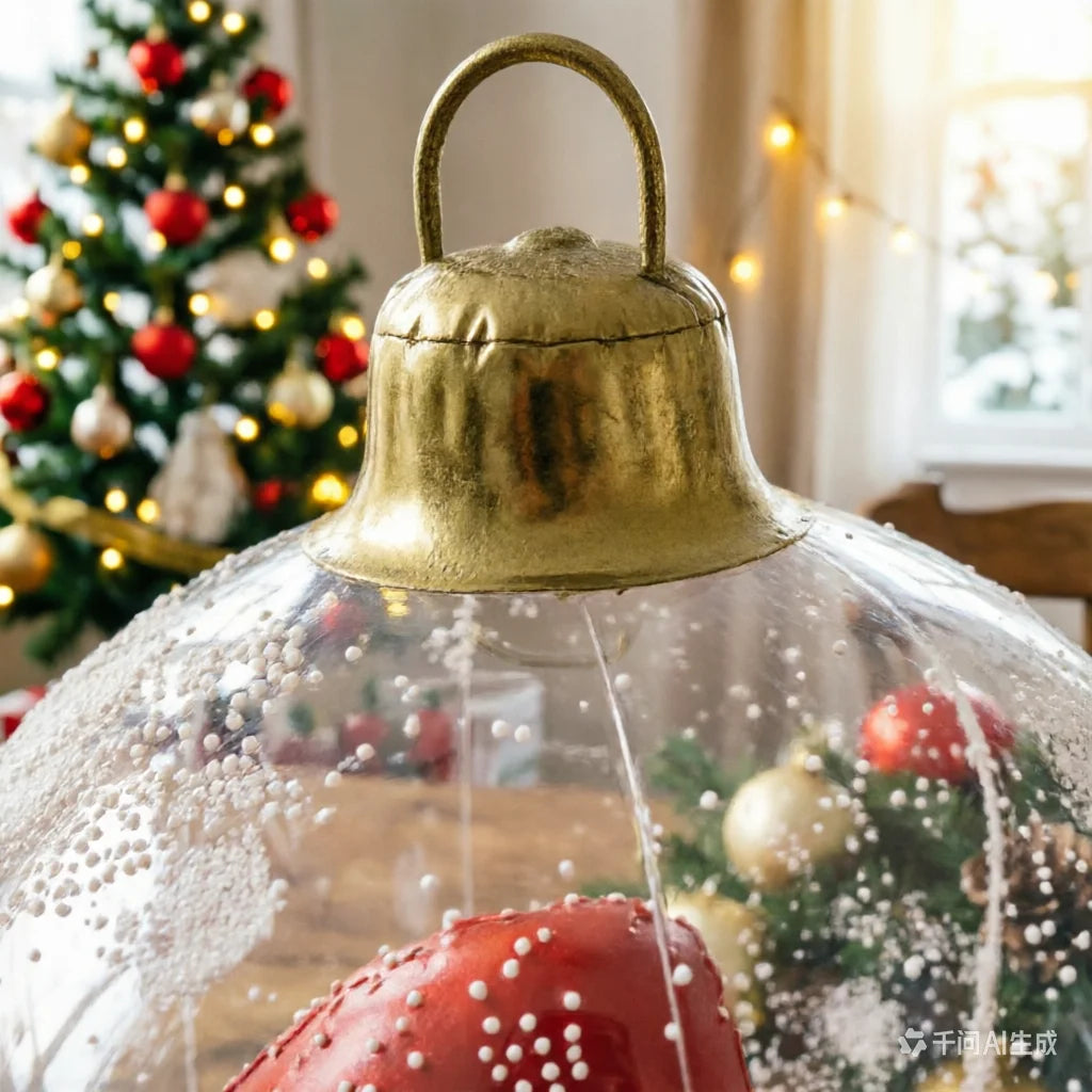 Globe neige gonflable accroché jardin Noël