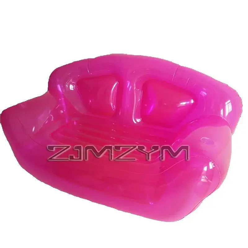 Canapé gonflable dossier camping rose en extérieur