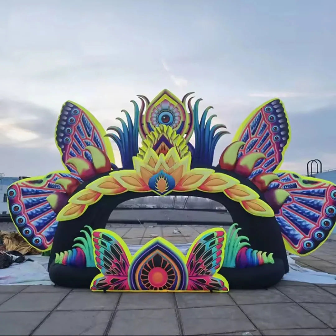 Tente gonflable papillon pour festival vue d'ensemble