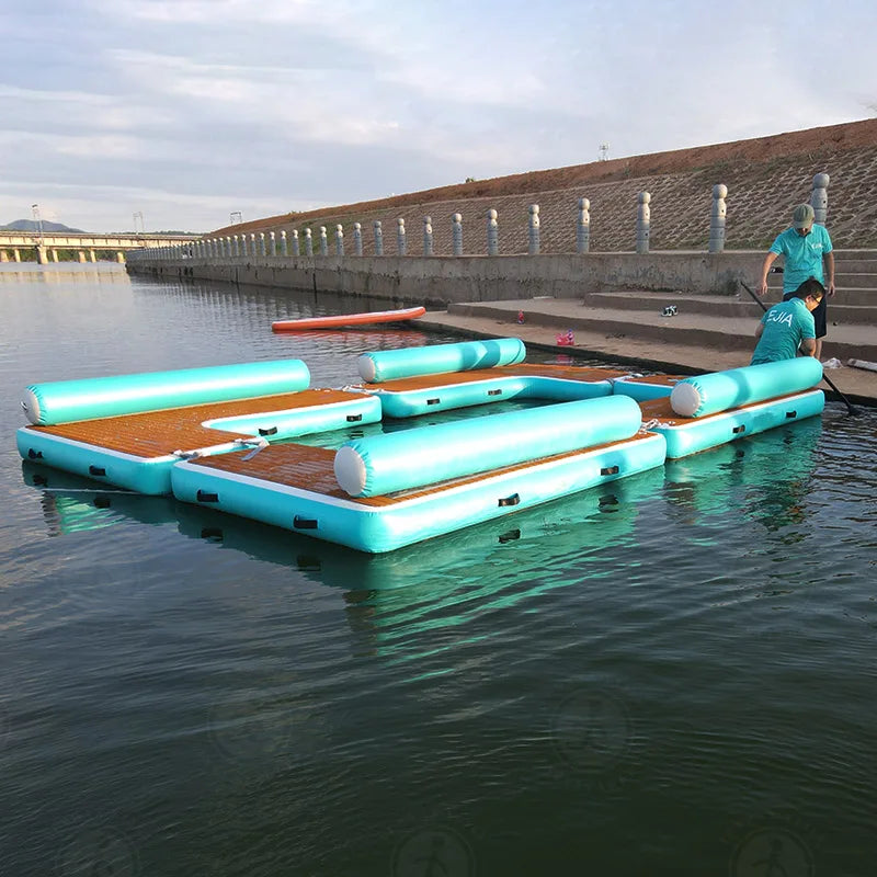 Plateforme flottante gonflable finition teck