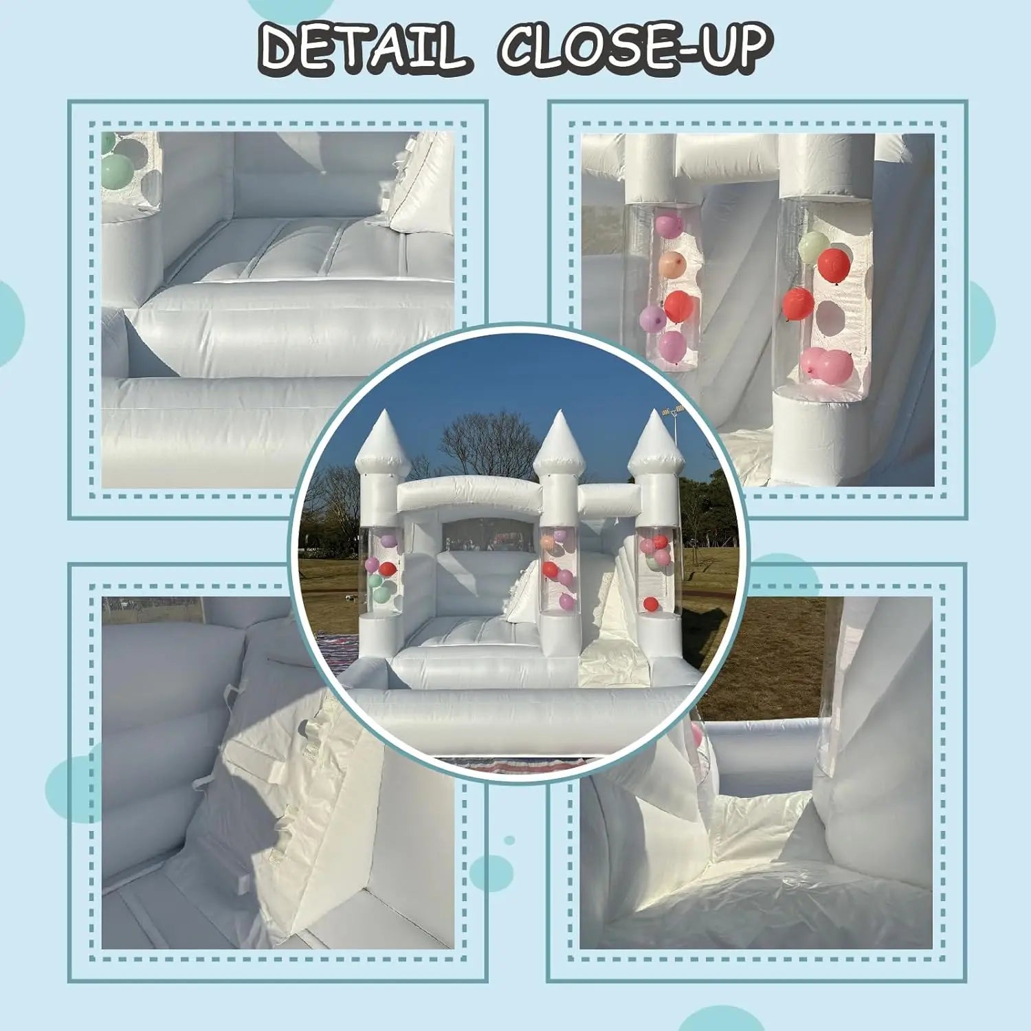 Château gonflable blanc pour fête de mariage et anniversaire enfants