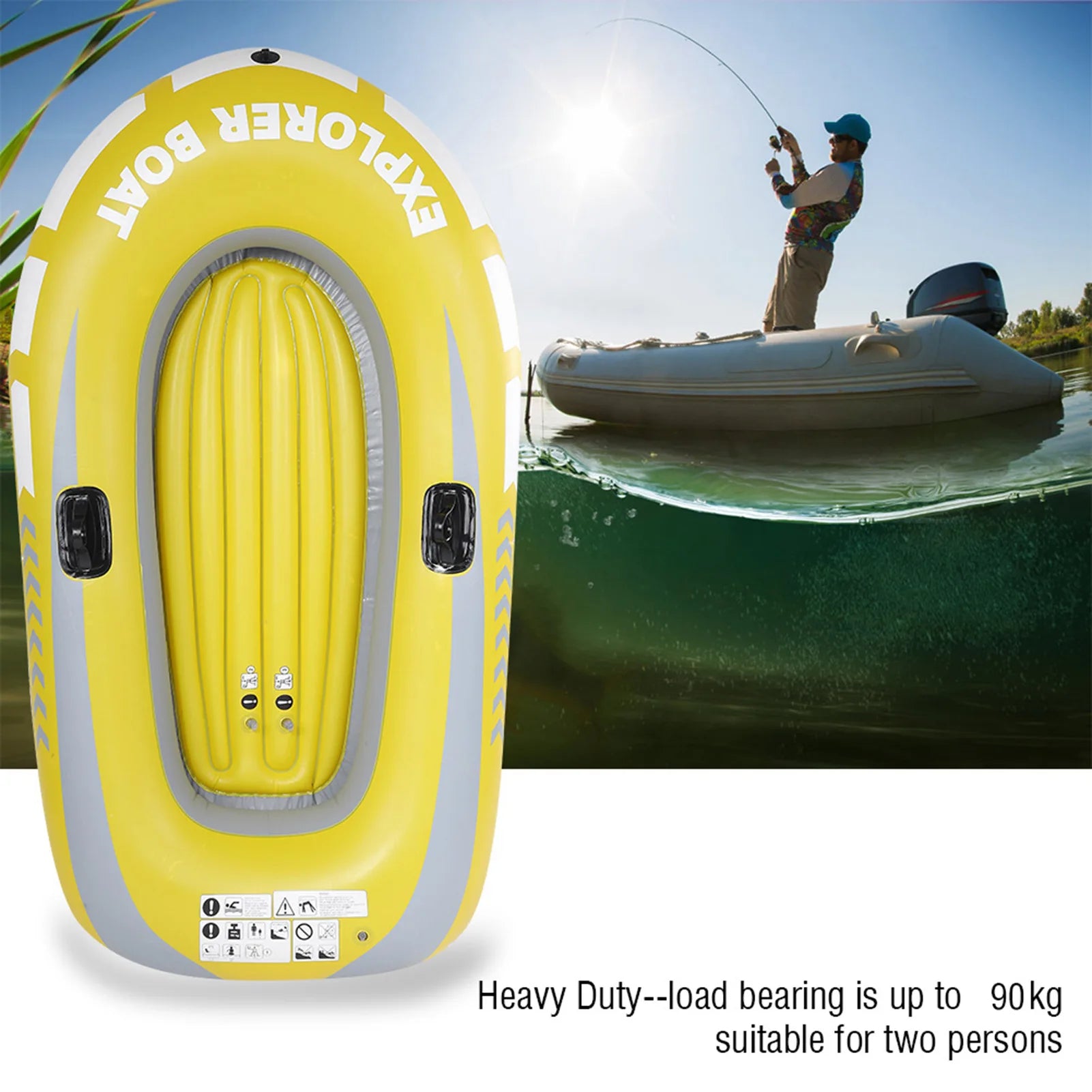 Bateau Gonflable Kayak Jaune Pêche - en extérieur