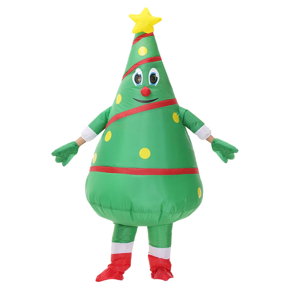 Costume sapin gonflable porté lors d'une soirée festive