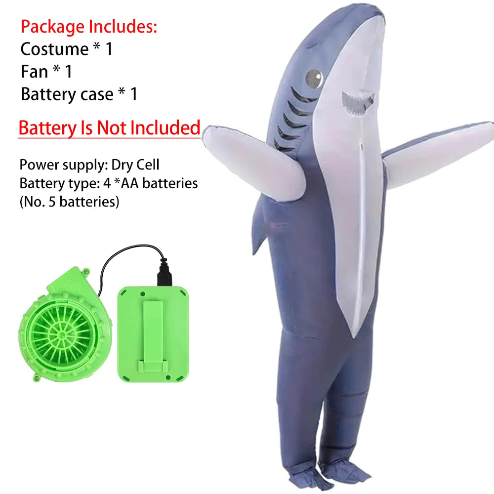Costume requin gonflable détail mâchoires