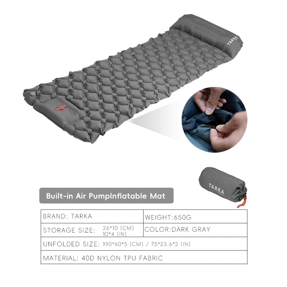 Tapis de couchage gonflable gris foncé pour trekking