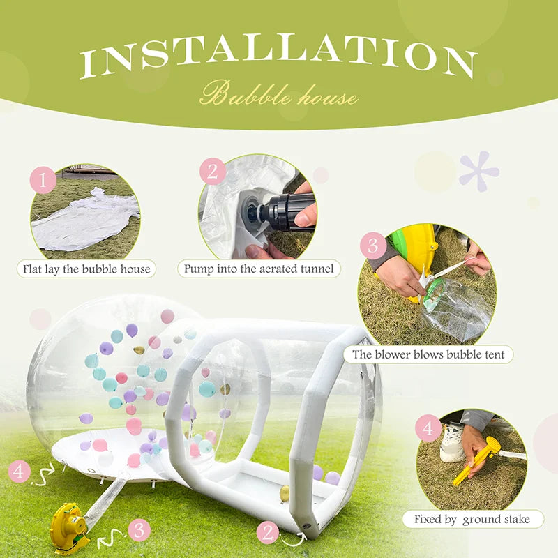 Enfants jouant dans la bulle gonflable transparente géante