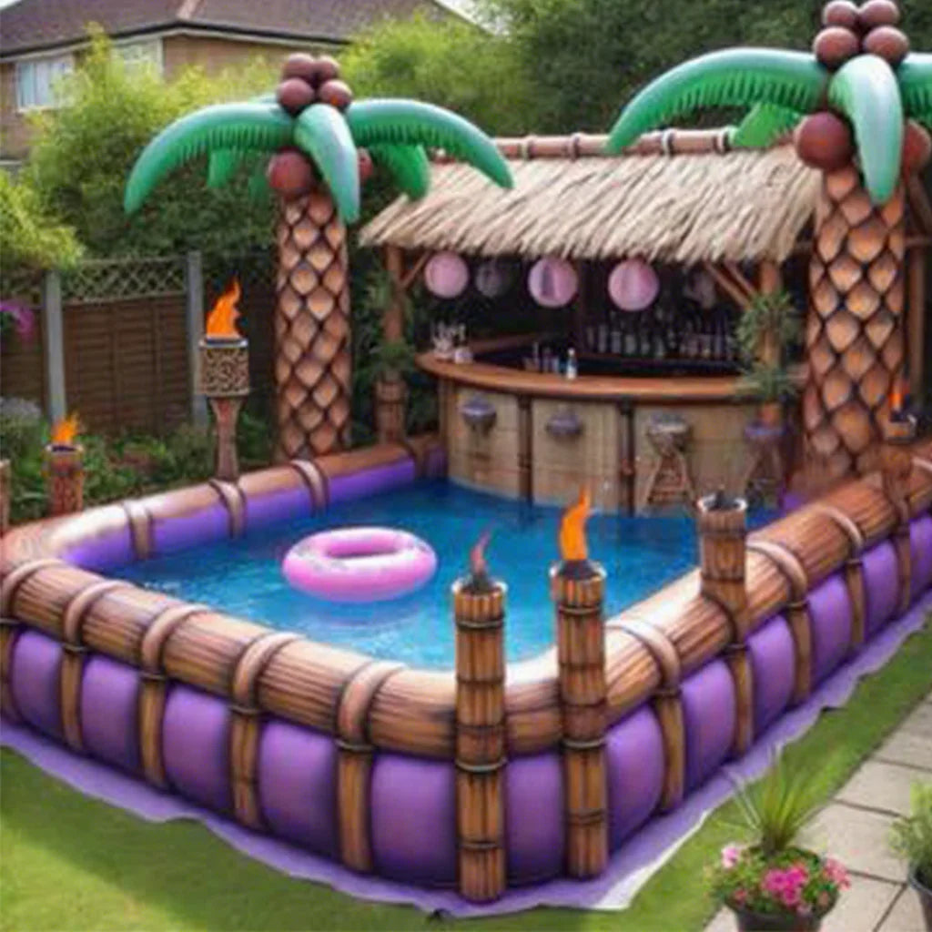 Canapé gonflable flottant de luxe posé sur une piscine