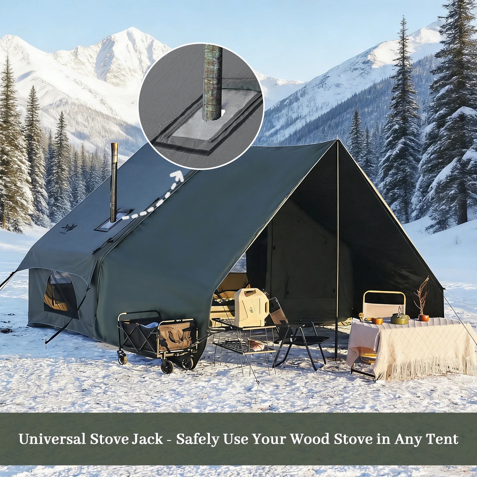 Tente gonflable verte pour camping familial