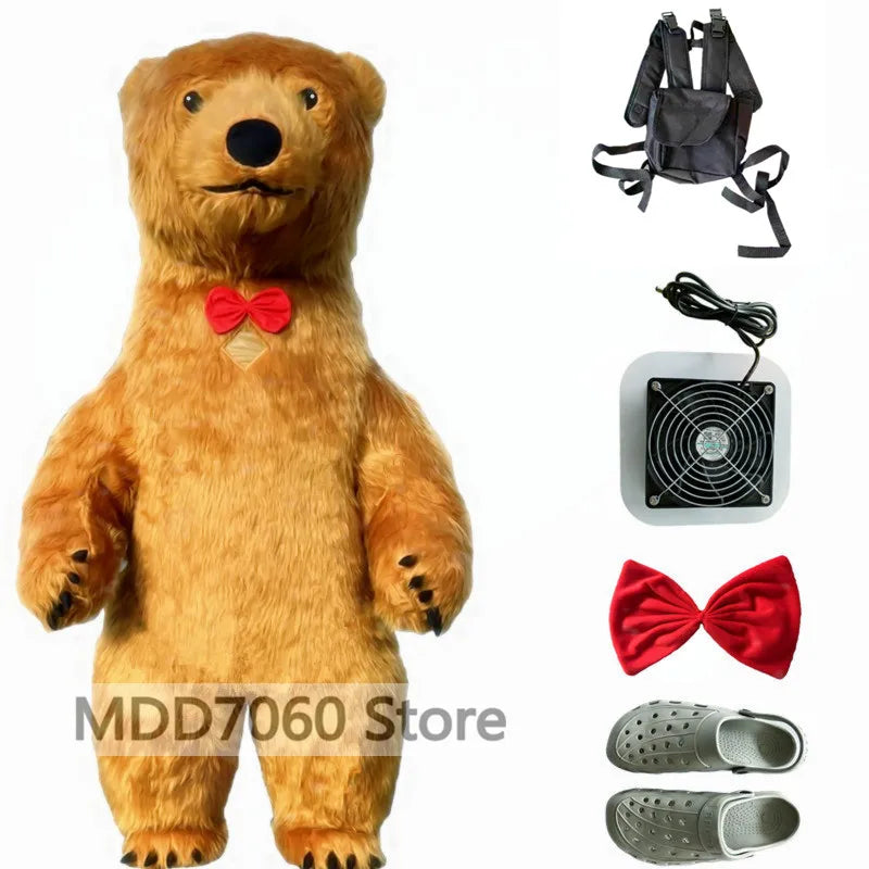 Costume gonflable mascotte élan présenté en extérieur