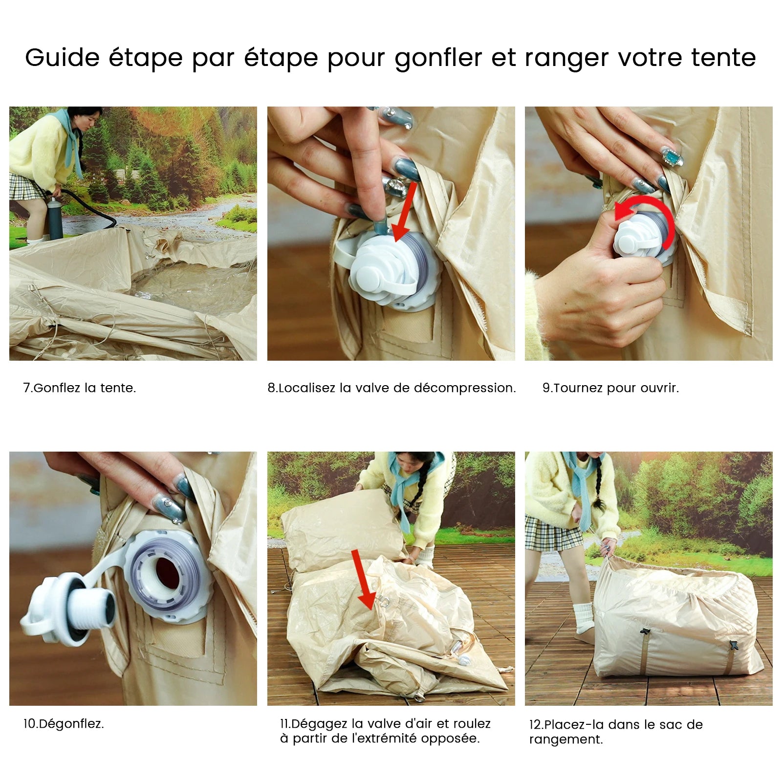 Tente gonflable verte installée en montagne