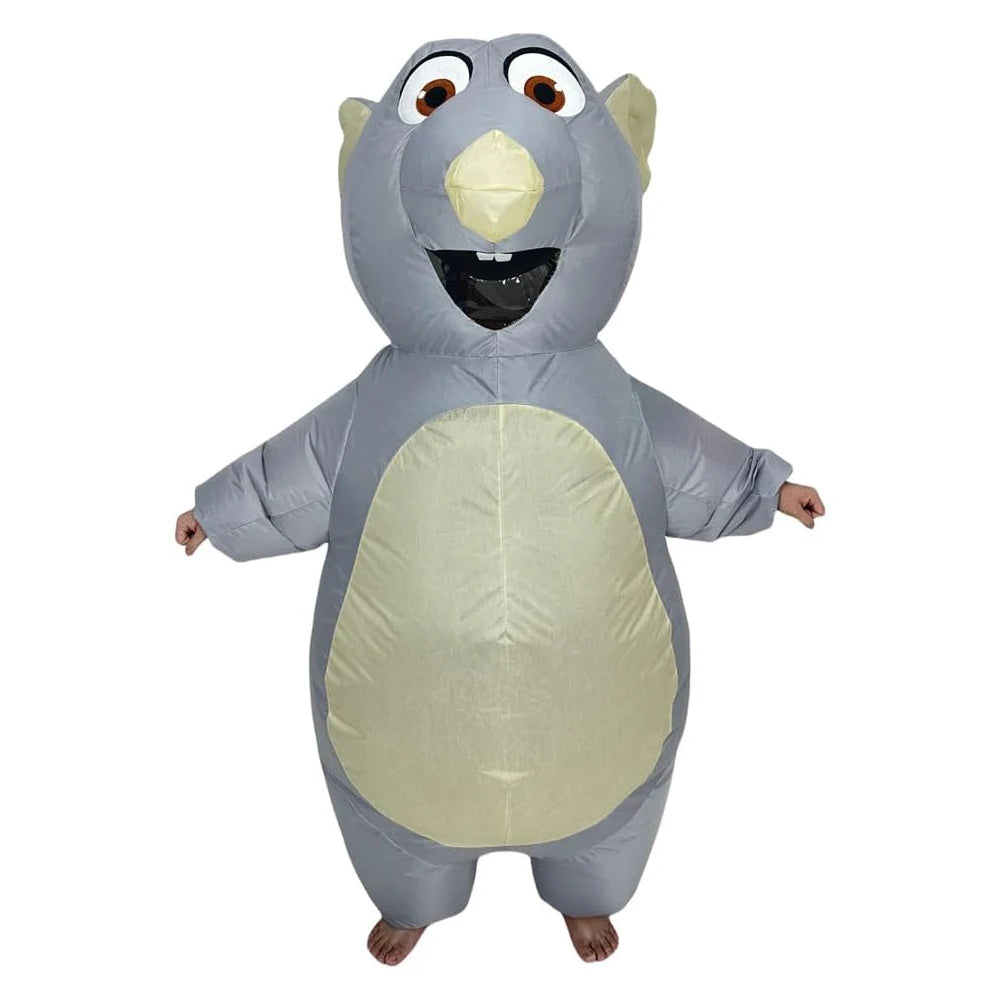 Costume gonflable de souris grise adulte vue de face