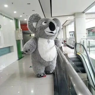 Costume gonflable koala peluche gris pour fête d'anniversaire