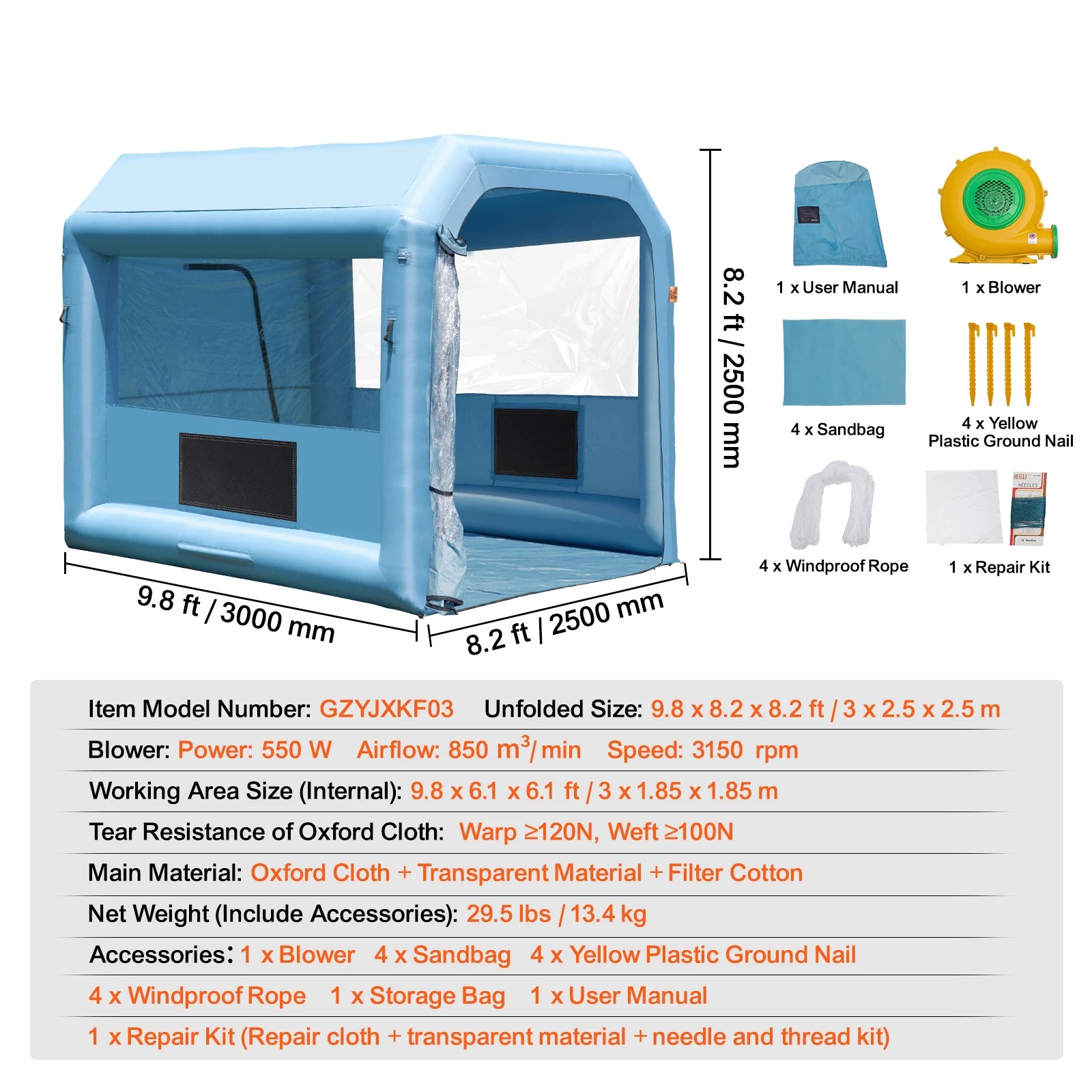 Cabine peinture gonflable plusieurs tailles