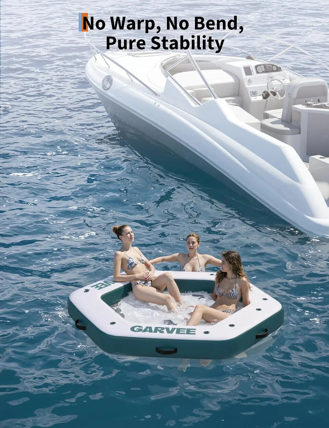 Plateforme flottante gonflable avec zone de baignade en filet