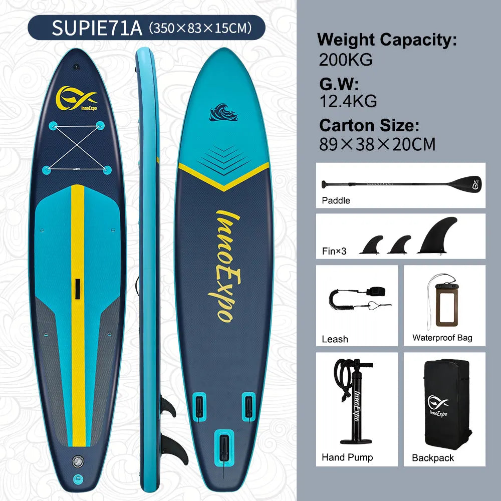 Stand up paddle gonflable au coucher du soleil