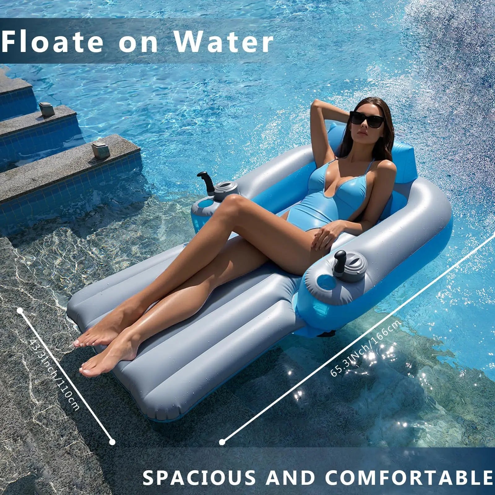 Compartiments de rangement du fauteuil flottant gonflable